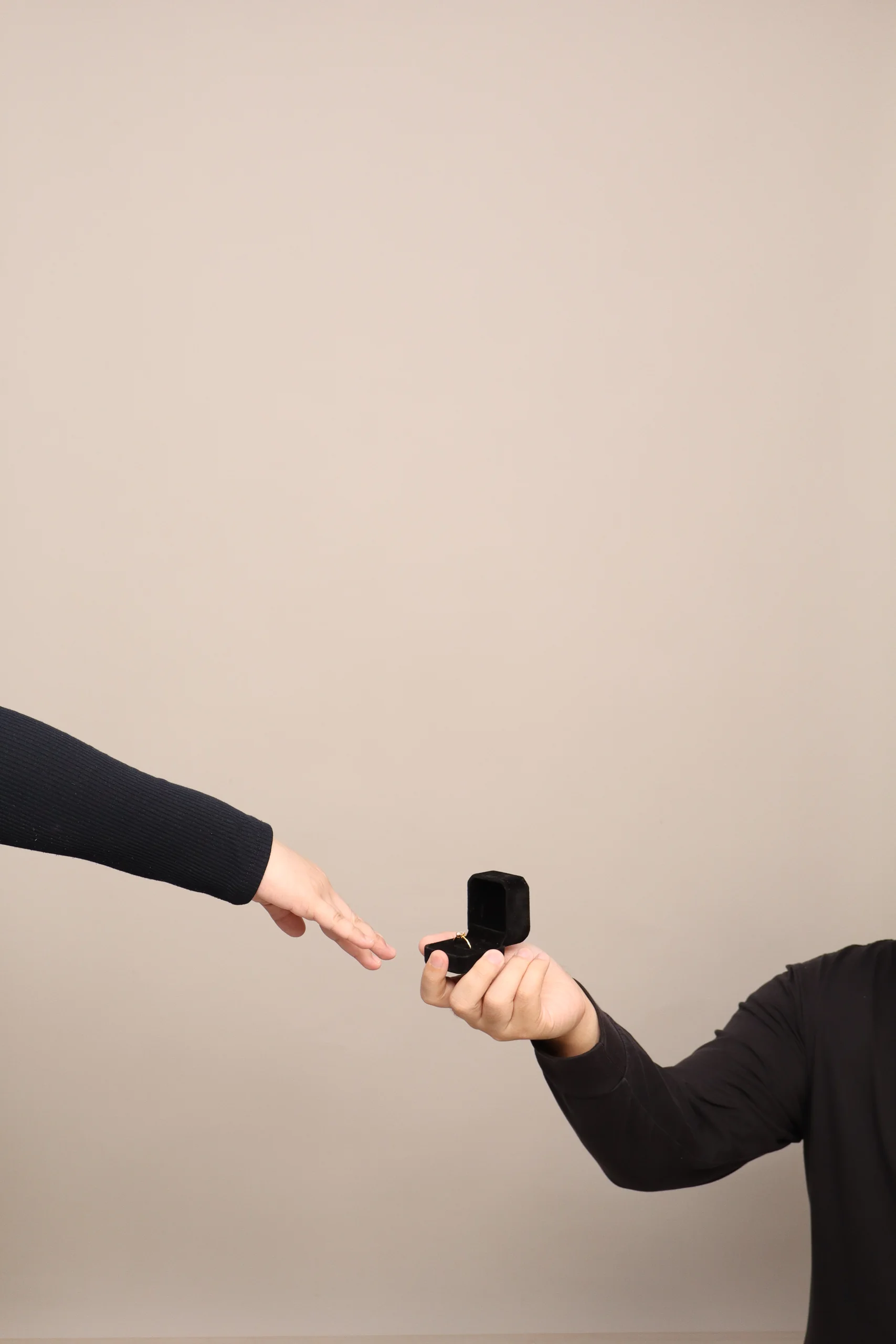 Mario presenting a ring box to Inah
